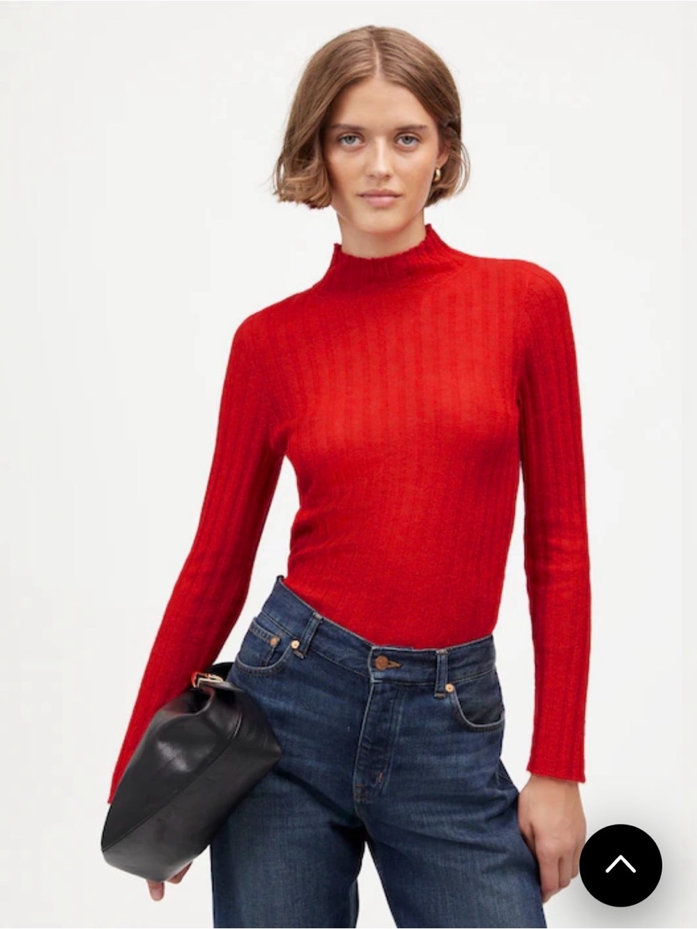 Madewell Ribbed Long-Sleeve Mockneck Sweater - Red/Orange - Alpaca